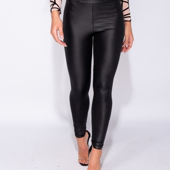 Catherine Black High Waisted Faux Leather Leggings - Picture 6 of 7
